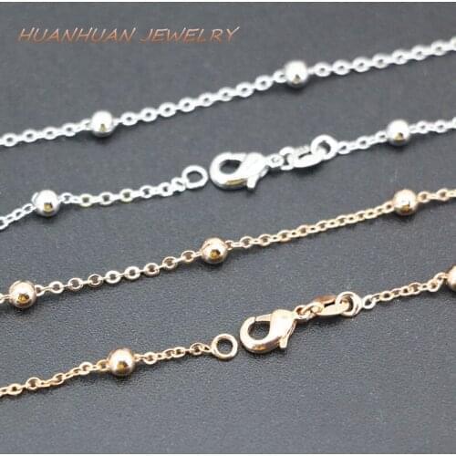 Fashion Statement Women Chain Copper Stainless Steel Link Chains Necklace 1mm Round Chokers Party Gifts Diy Jewelry 18inch B3374