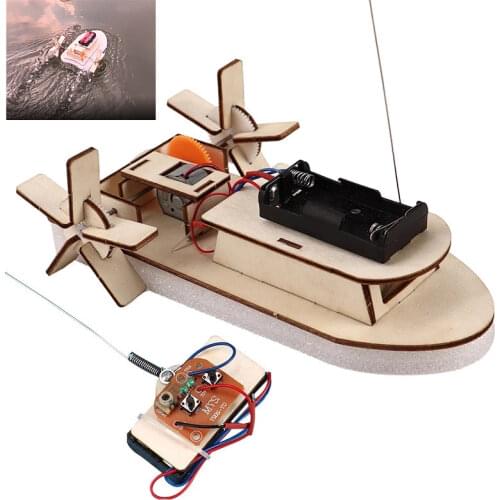 Kids DIY Wireless Wooden RC Boat Model Remote Control Boat Scientific Experiment Kit Educational STEM Toys gifts for children
