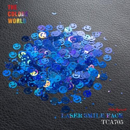 Holographic Laser Royal Blue Color Smile Face Glitter for nail glitter nail art decorations makeup facepainting polish 6MM Size