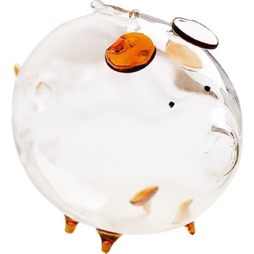 Quality Pig Piggy Bank Money Boxes Coin Saving Box Cute Transparent Glass Souvenir Birthday Gift For Children Kids-Brown