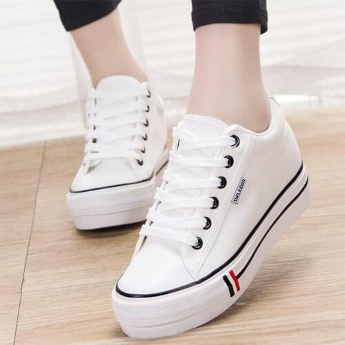 Spring Autumn Women Canvas Shoes Lace up Vulcanized Solid Shoes Sneakers Woman Platform Casual Shoes Breathable Walking Shoessr