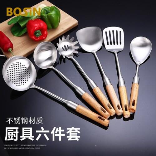 Kitchen Wok 2Pcs Utensils Spatula and Ladle Tool 14inch Long Handle Turner Cooking Utensils Shovel Kitchenware Set