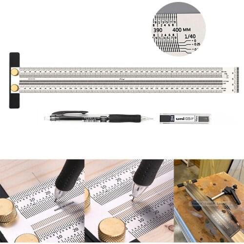Woodworking Scribe ruler High-precision Scale Ruler Marking Line steel ruler Type Hole Ruler Measuring Gauging Carpenter Tools