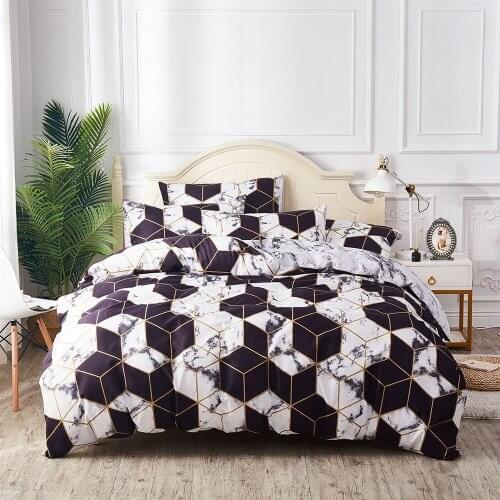 Lychee Nordic Bedding Set Geometric Printed Polyester Duvet Cover Set 2-3pcs Home Textile Family Bed Sets