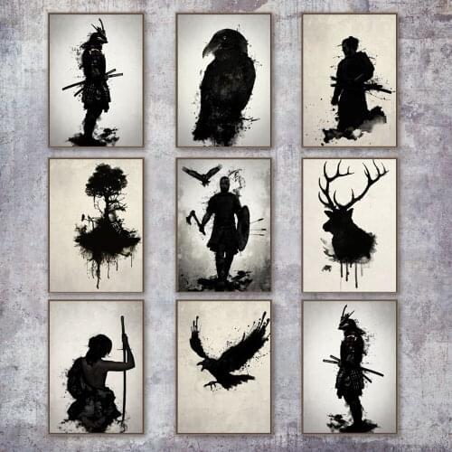 Modular Canvas Paintings Prints Artwork Poster Armored Japanese Samurai Warrior Home Decoration Wall Pictures For Living Room