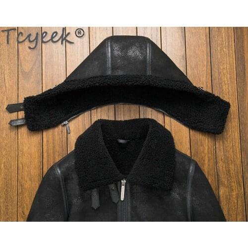 Quality High Mens Fur Coat Natural Sheep Shearling Mens Jacket Warm Hooded Men Clothing Winter Hommes Veste LW5588662