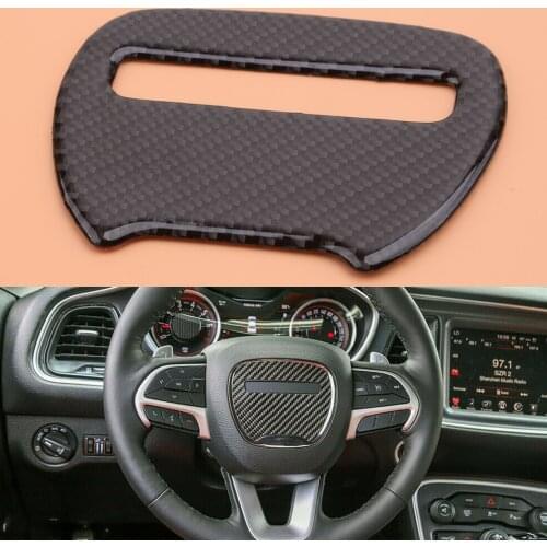 Carbon Fiber Steering Wheel Cover Decor Trim Sticker Fit for Dodge Challenger Charger 2015 2016 2017 2018 2019