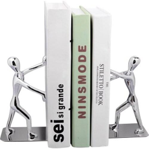 STAINLESS STEEL BOOKENDS METAL EUROPEAN STYLE BOOK STAND CREATIVE ABSTRACTION BASE PERSON OFFICE DESKTOP DECORATION X2179