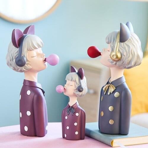 Nordic Bubble Girl Sculpture Ornaments Home Decoration Accessories Living Room Girl Statues Crafts Birthday Gifts for Girlfriend