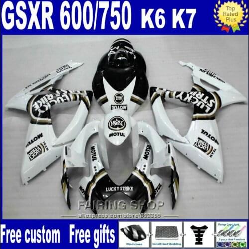 ABS plastic fairing for suzuki injection gsxr 600 750 2006 2007 white black gsxr600 gsxr750 06 07 fairings nv23