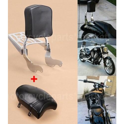 Motorcycle Passenger Rear Seat Cushion & Backrest Sissy Bar Kit &Luggage Rack For Victory Kingpin Vegas