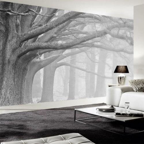Custom 3D Wall Mural Retro Modern Black And White Forest Tree Wallpaper Living Room Bedroom Background Wall Painting Home Decor