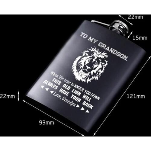 Mom To My Grandson-Hot sale portable stainless steel hip flask alcohol bottle Engraved Wooden Watch Birthday graduation gift