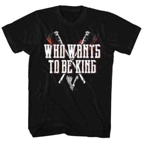 Vikings History Drama Who Wants To Be King Battle Axe Men Casual T-Shirt
