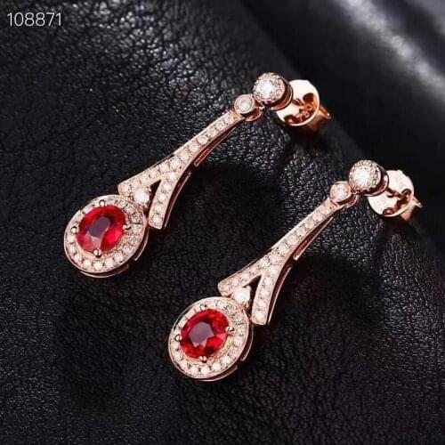 The Best GiftFor your girl Friend Natural Real Natural Ruby Earring 925 sterling silver Fine jewelry For men women Earring