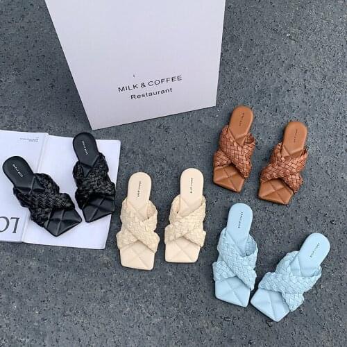 Women Slippers Outside Sandals Female 2021 Summer Shoes Fashion Weave Flip Flops Ladies Sandals Slides Lady For Woman Slippers