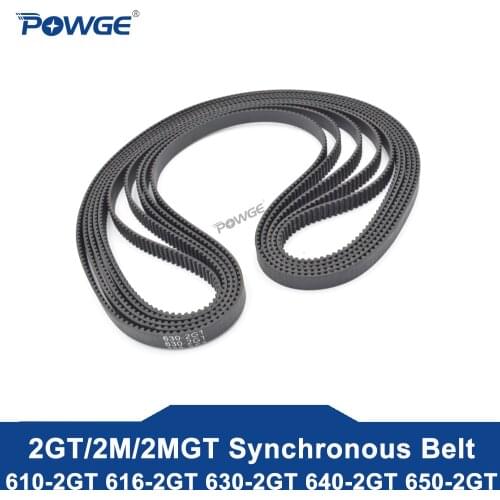 POWGE 2MGT 2M 2GT Synchronous Timing belt Pitch length 610/616/630/640/650 width 6mm/9mm Teeth 305 308 315 320 325 Loop closed