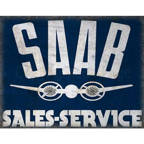 SAAB SALES SERVICE GARAGE MAN CAVE METAL TIN SIGN POSTER WALL PLAQUE