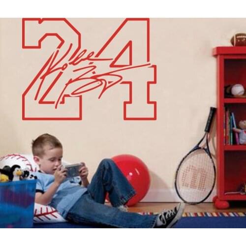 Modern Kobe Signature 24 Bryant Basketball Player Wall Sticker Boy Room Kids Room Jump Man Sport Athlete Wall Decal Vinyl Decor
