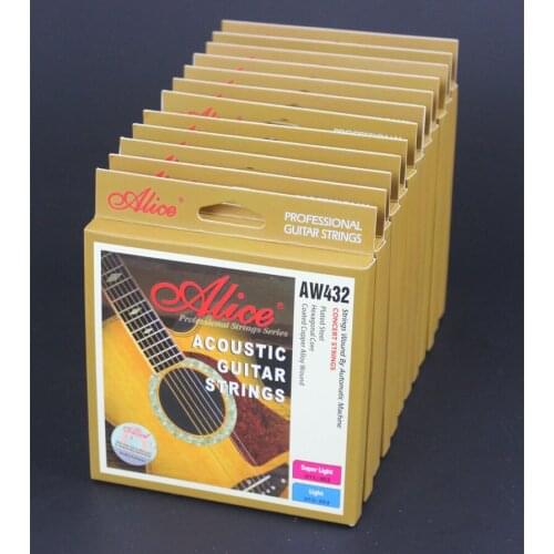 12 Sets Alice AW432 Coated Steel Hexagonal Core Coated Copper Alloy Acoustic Guitar Strings