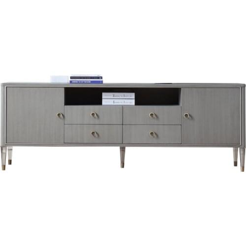 Light luxury American solid wood TV cabinet living room high-grade gray storage low cabinet modern simple furniture