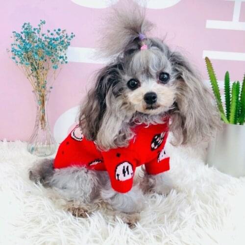 Cat Dog Sweater Coat New Year Pet Clothing Christmas Dog Clothes Knit Apparel Yorkshire Pomeranian Poodle Schnauzer Costume Red