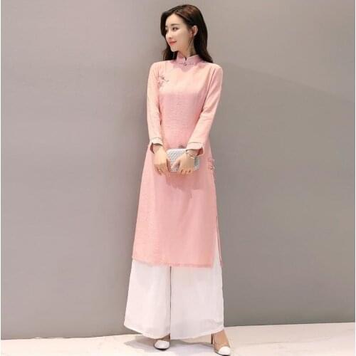 Vietnam ao dai 2020 Spring Cheongsam dress Chinese style Vietnam womens dress