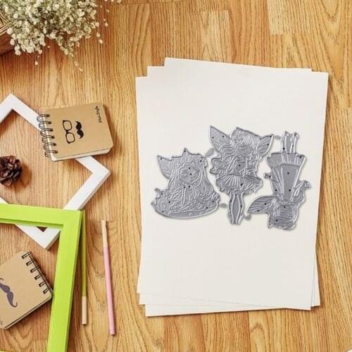 Q1FD Three Flower Fairies Carbon Steel Cutting Dies DIY Scrapbooking Photo Album Embossing Paper Cards Making Stencil Decor