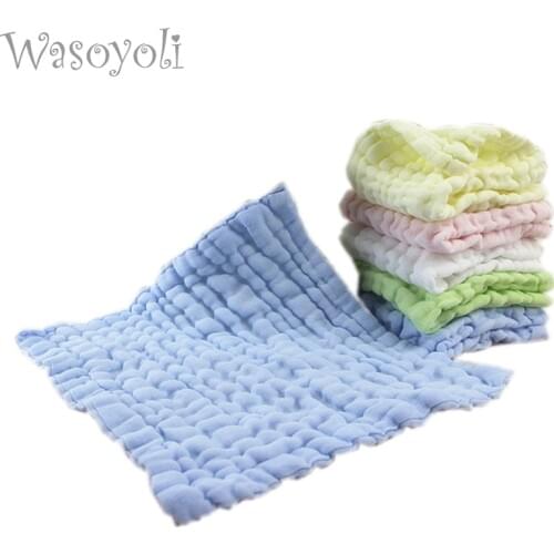 Wasoyoli 3 Peices / Lot 35*35cm 12 Layers Soft Handkerchief 100% Muslin Cotton Seersckuer For Baby Feeding Bathing Face Washing