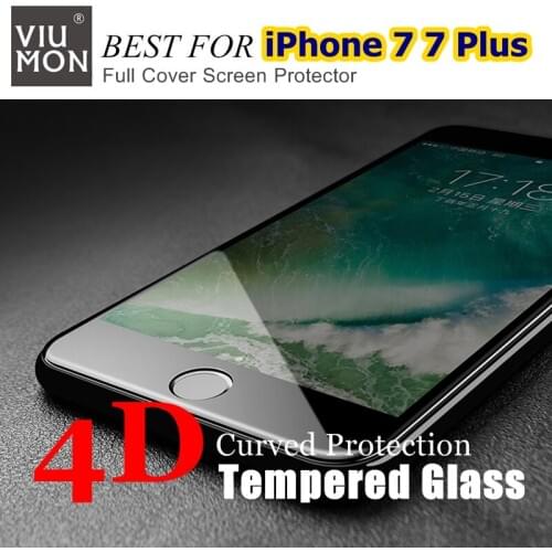 2017 New Full Cover 4D Tempered Glass For iPhone 7 4D Glass Film COLD CARVING Curved Edge Screen Protector For iPhone 7 Plus