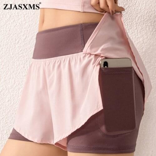 2021 New Summer Running Shorts Women 2 In 1 Marathon Quick Dry Shorts Gym Loose Sport Shorts Breathable Fitness Yoga Shorts Pink