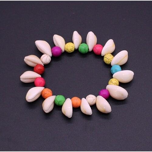 Fashion Shell Bracelet Bohemian Conch Shell Crystal Lady Bracelet Hand Beaded Natural Stone Shell Bracelet Jewelry