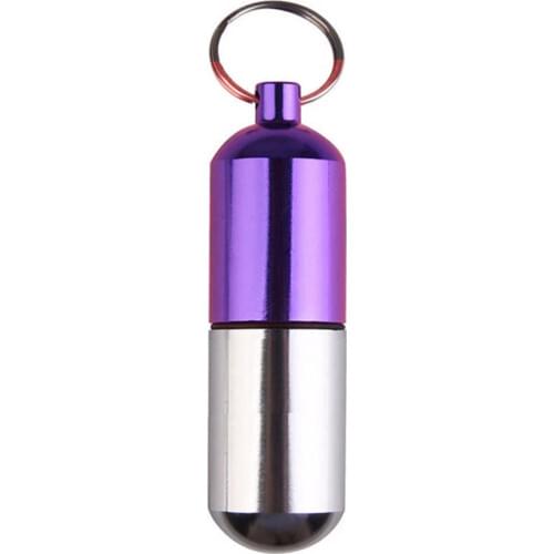 1PCS Portable Coloful Waterproof Aluminum Medicine Pill Box Case Bottle Holder Container First Aid Gallipot Keychain