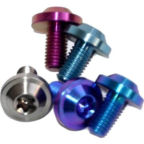 12 PCS M4 M5 X 10 15 20 MM Titanium Bolts Alloy Torx Umbrella Head Motorcycle MTB Brake Disc Bracket Ti Screw Fastener