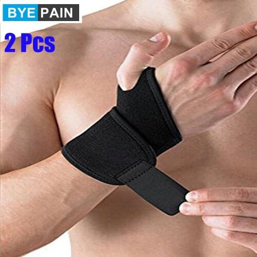 2Pcs Wristbands Wrist Brace Support Carpal Tunnel Sprains Strain Gym Strap Sports Pain Relief Wrap Bandage Lightweight Men Women