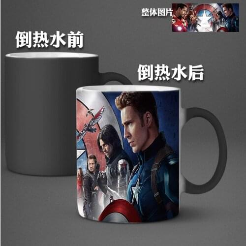 350mL Disney IThe Avengers Iron Man Water Cup Heat Sensitive Color Changing Ceramic Mug Coffee Milk Tea Cups Collection Gifts