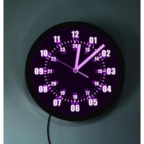 3D LED Neon Wall Clock Modern Design Military Time 24 Hours Nightlight Saat reloj de pared Watch World Time Zone Amateur Gift