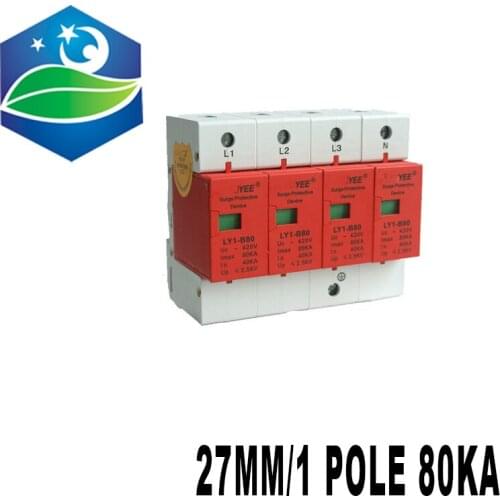 80KA 420v 4POLE 3P+N 80A 27mm width SPD House Surge Protector Protective Low-voltage Arrester Device