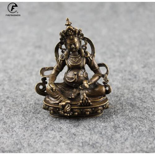 Antique Copper Buddha Statue Home Decor Accessories for Living Room Small Ornaments Retro Brass Office Desk Miniature Figurines