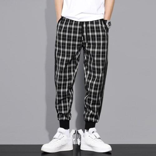 Ankle-length Pants Stripe Plaids Men Joggers Pants Fashion Streetwear Sweatpants Male Jogger Sweat Pants Harajuku HG135