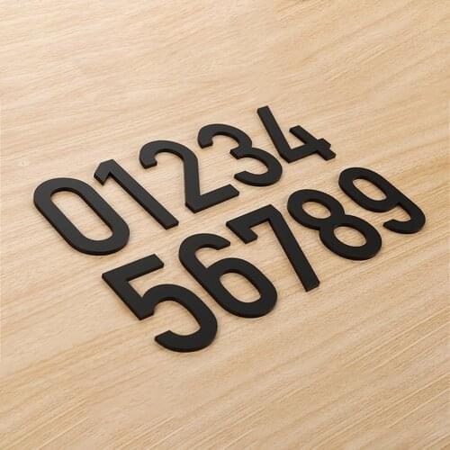 Black House Number Floating Sign 10CM Pasteable Door Numbers Building Signage Outdoor Address Plate Pasteable Digital Sign