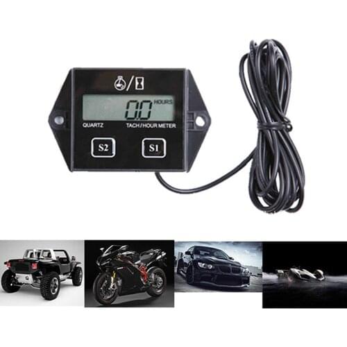 Waterproof Digital Engine Tach Hour Meter Tachometer Gauge Engine RPM LCD Display For Motorcycle Motor Stroke Engine Car Boat