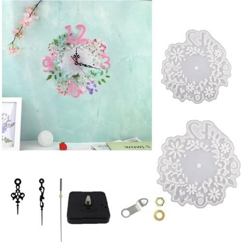 Flower Clock Wall Decoration Crystal Epoxy Resin Mold Hanging Ornaments Casting Silicone Mould DIY Crafts Home Decortives Castin