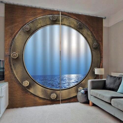 Decoration curtains Luxury Blackout 3D Window Curtains For Living Room Bedroom Customized size round blue lakes 3d curtains