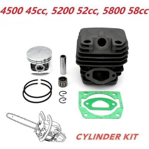 Chainsaw Engine Rebuild Cylinder Piston Needle Bearing Gasket Kit For 43mm 45mm 45.2mm 4500 45cc 5200 52cc 5800 58cc Chain saw