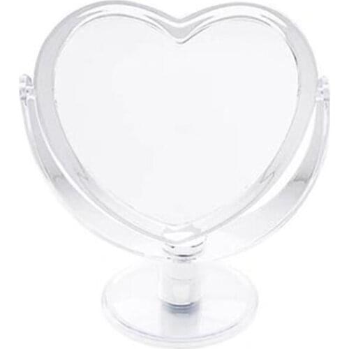 Double Sided Acrylic Makeup Cosmetic Tabletop Mirror Love Heart Shape Ornament 264D