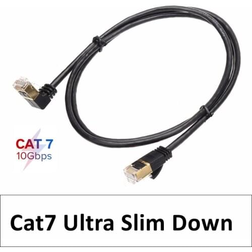 Ethernet Thin Cable RJ45 Cat7 Lan Ultra Slim Cable UTP RJ45 Network Cable for Cat6 Compatible Patch Cord 90 Degree Right Angle