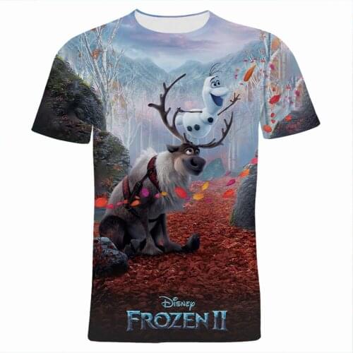 Frozen Disney 3D Print Boy Girl Kids T Shirt Summer Short Sleeve Women Clothes Cartoon Anime Harajuku Mens Tee Tops
