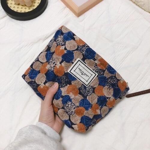 Korean Retro Flower Cotton Bag Cloth Women Beauty Makeup Case large Capacity Storage Clutch Cosmetic Pouch Travel Toiletry Bag
