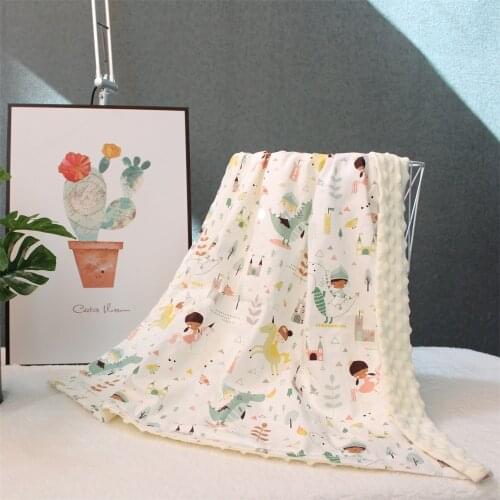 Cotton 3D minky dot dinosaur soft thermal toddler child spring baby blanket kids back seat cover baby swaddle infant bed spread